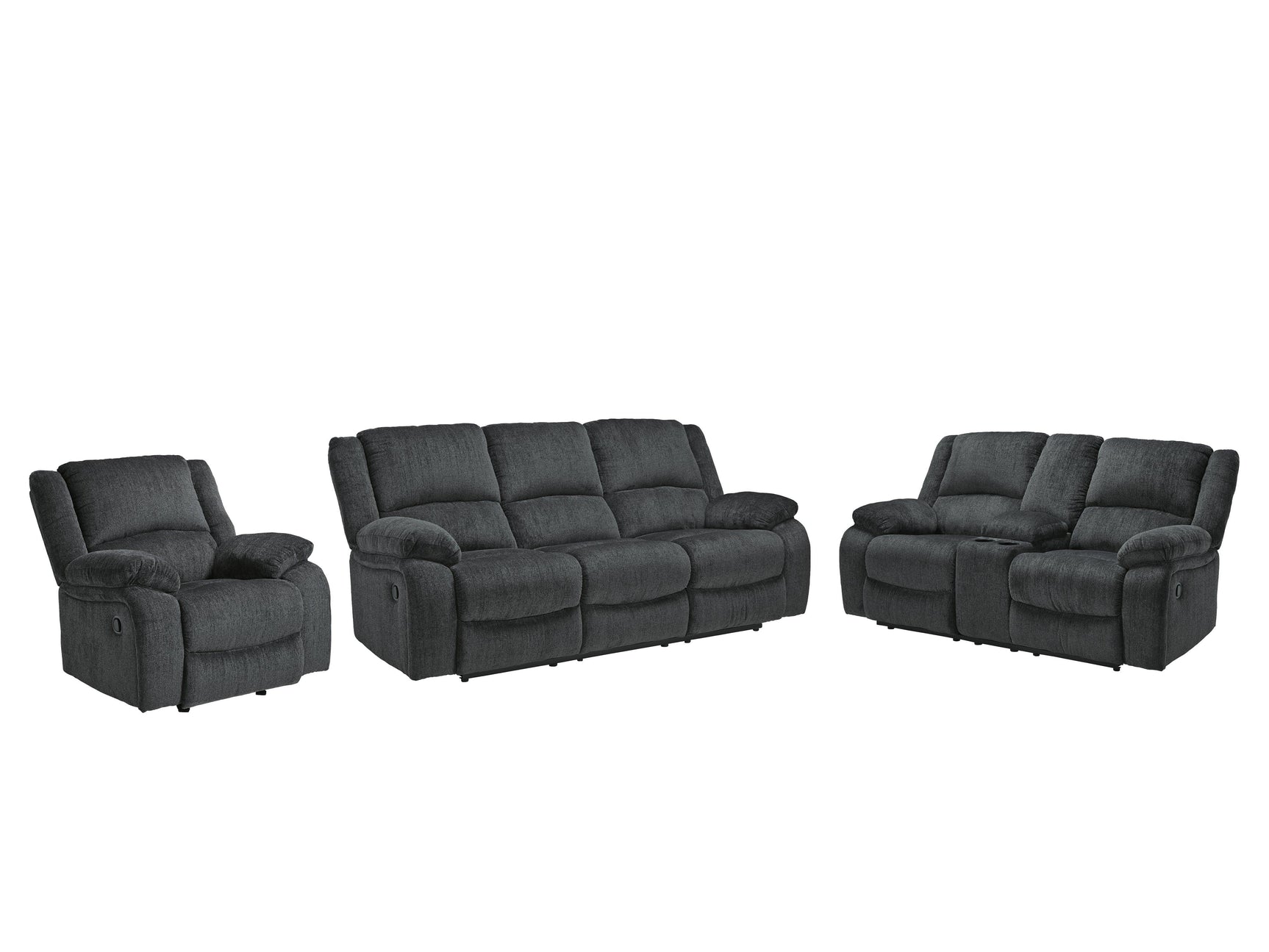 Draycoll Slate Sofa, Loveseat And Recliner - Ella Furniture