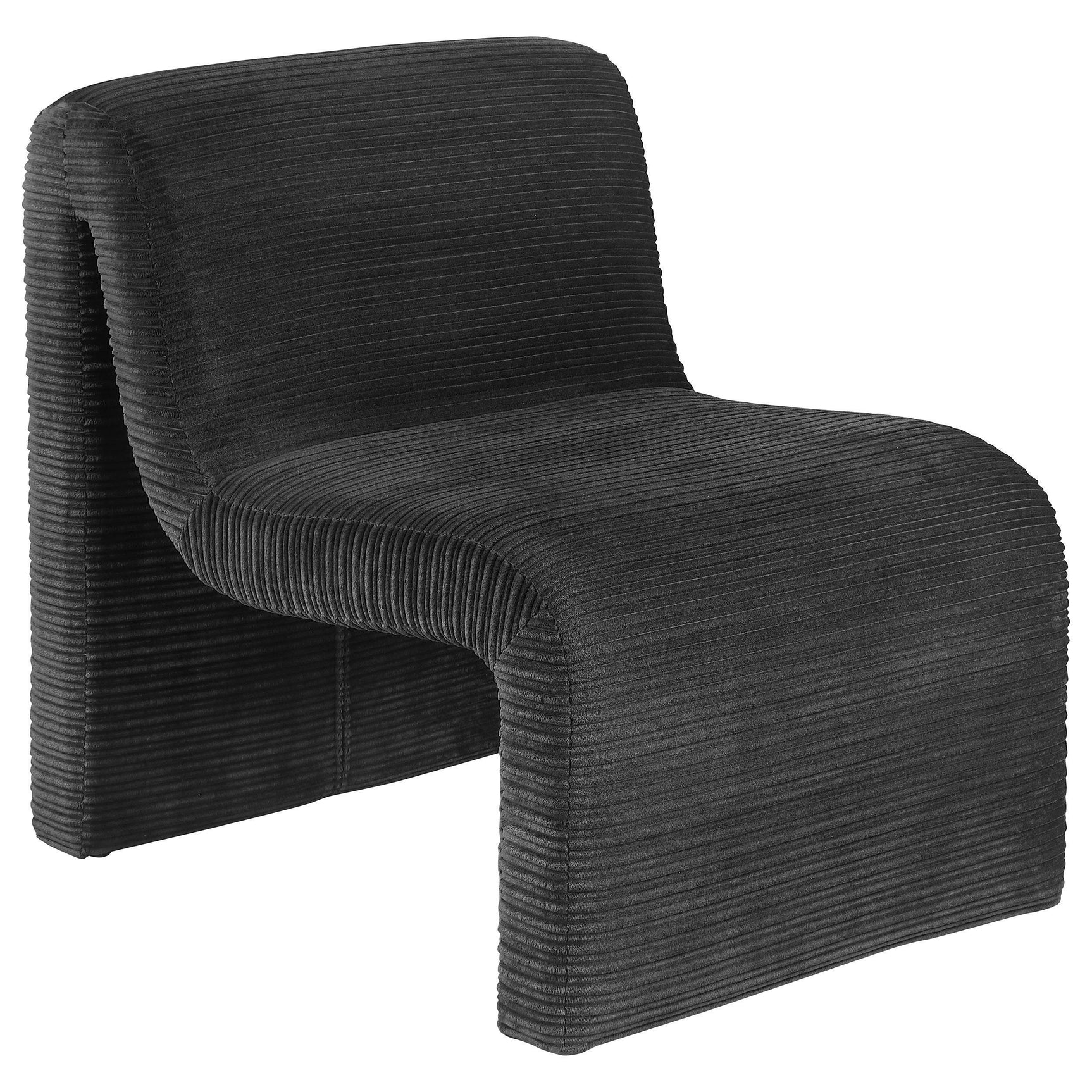 Drayton Upholstered Curved Armless Accent Chair Black 907526 - Ella Furniture