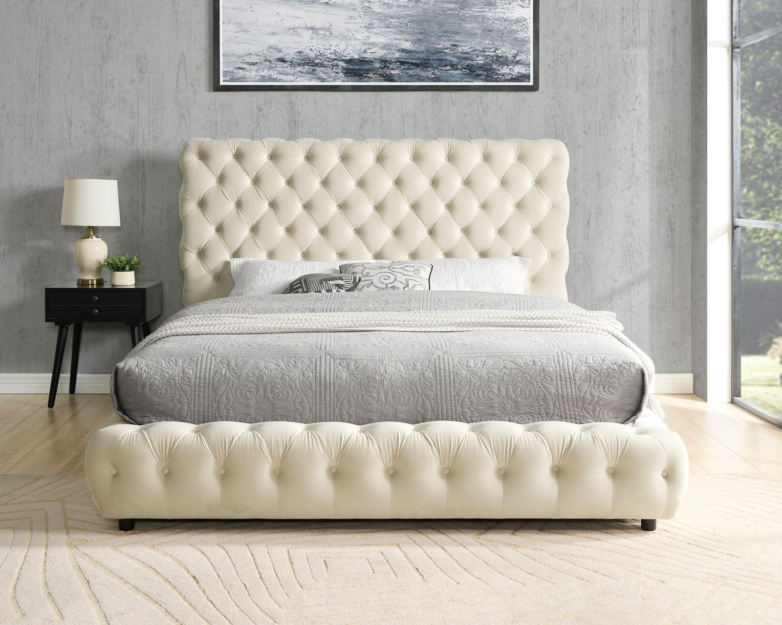 Dream Beige Platform Bed - Queen, King (Queen) - Ella Furniture