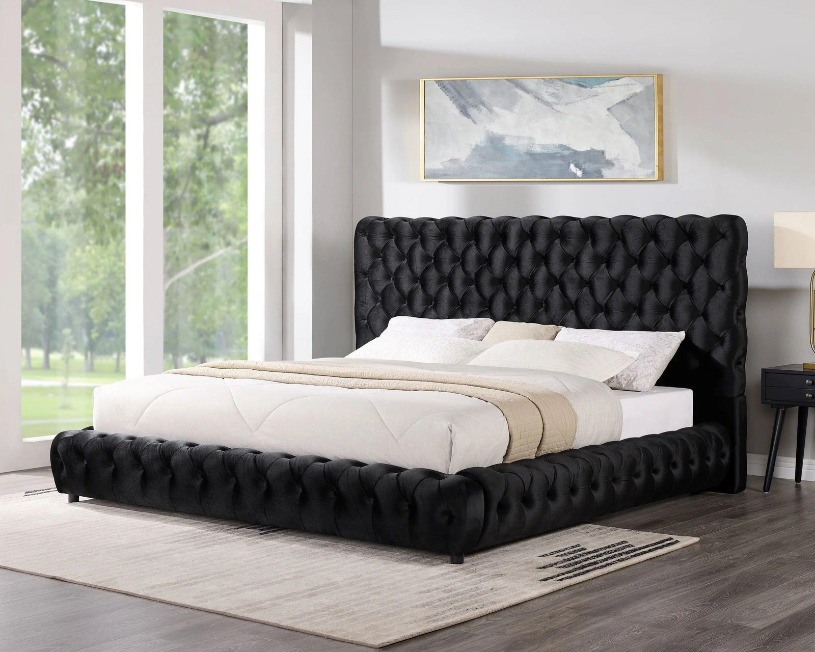 Dream Black Platform Bed - Queen, King (King) - Ella Furniture