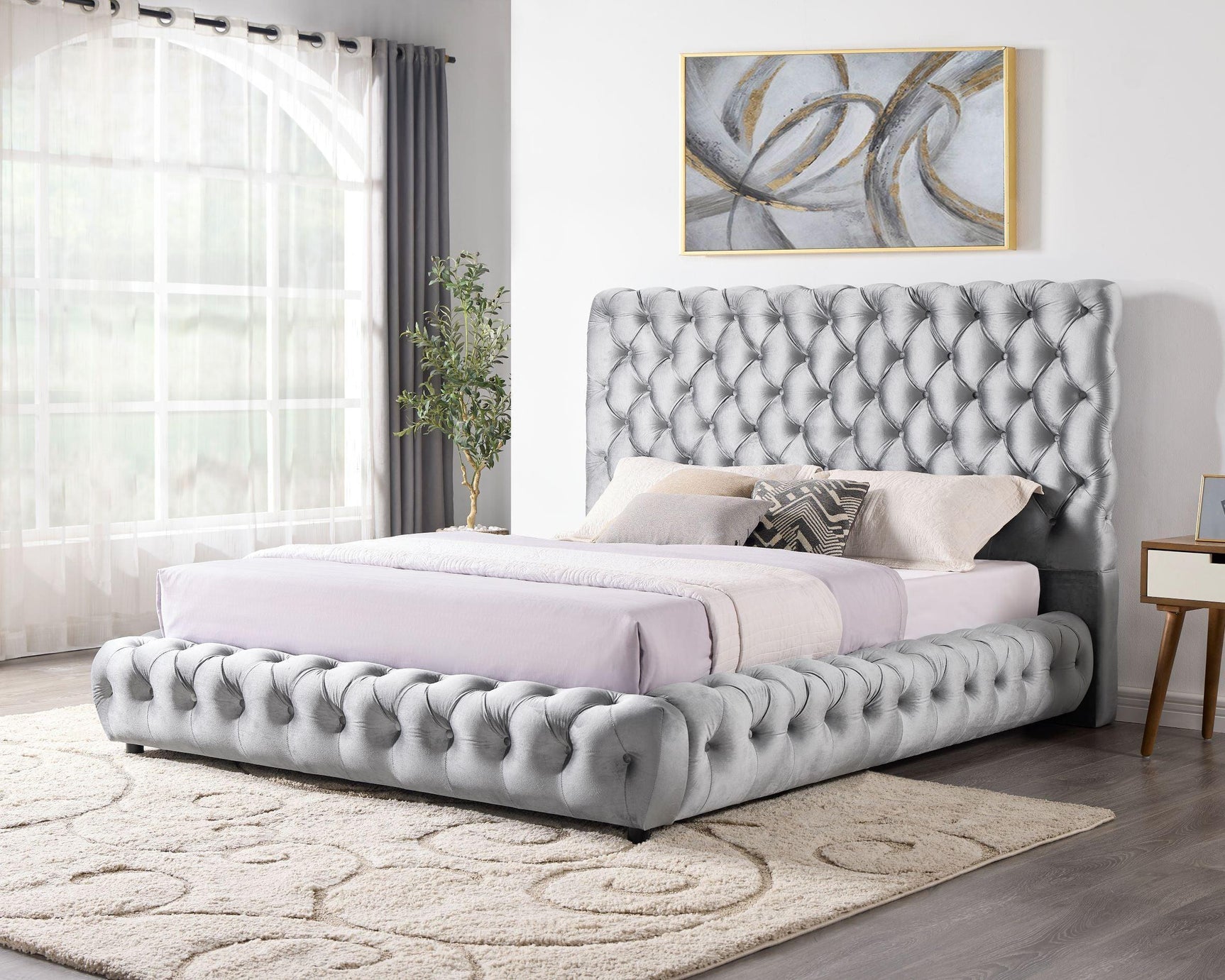 Dream Gray Platform Bed - Queen, King (Queen) - Ella Furniture