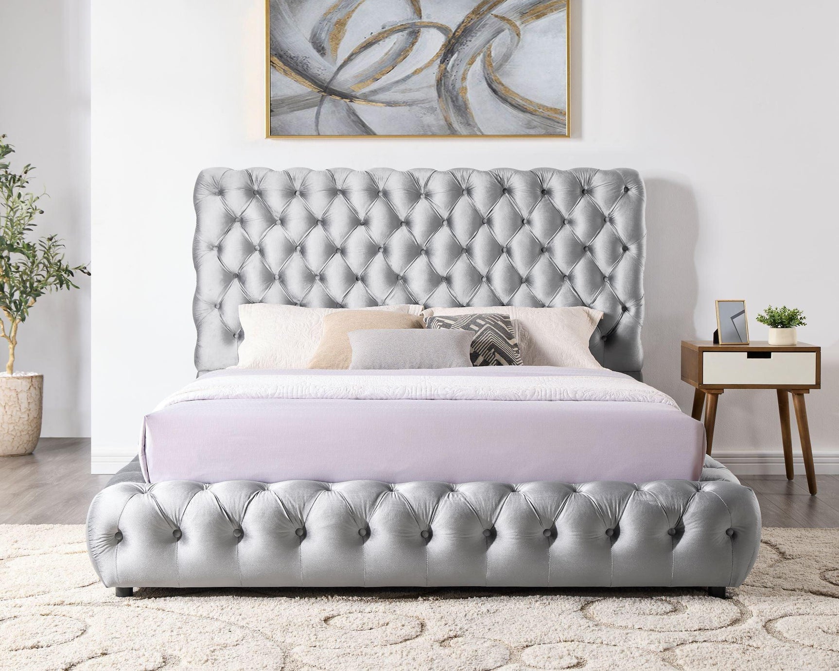 Dream Gray Platform Bed - Queen, King (Queen) - Ella Furniture