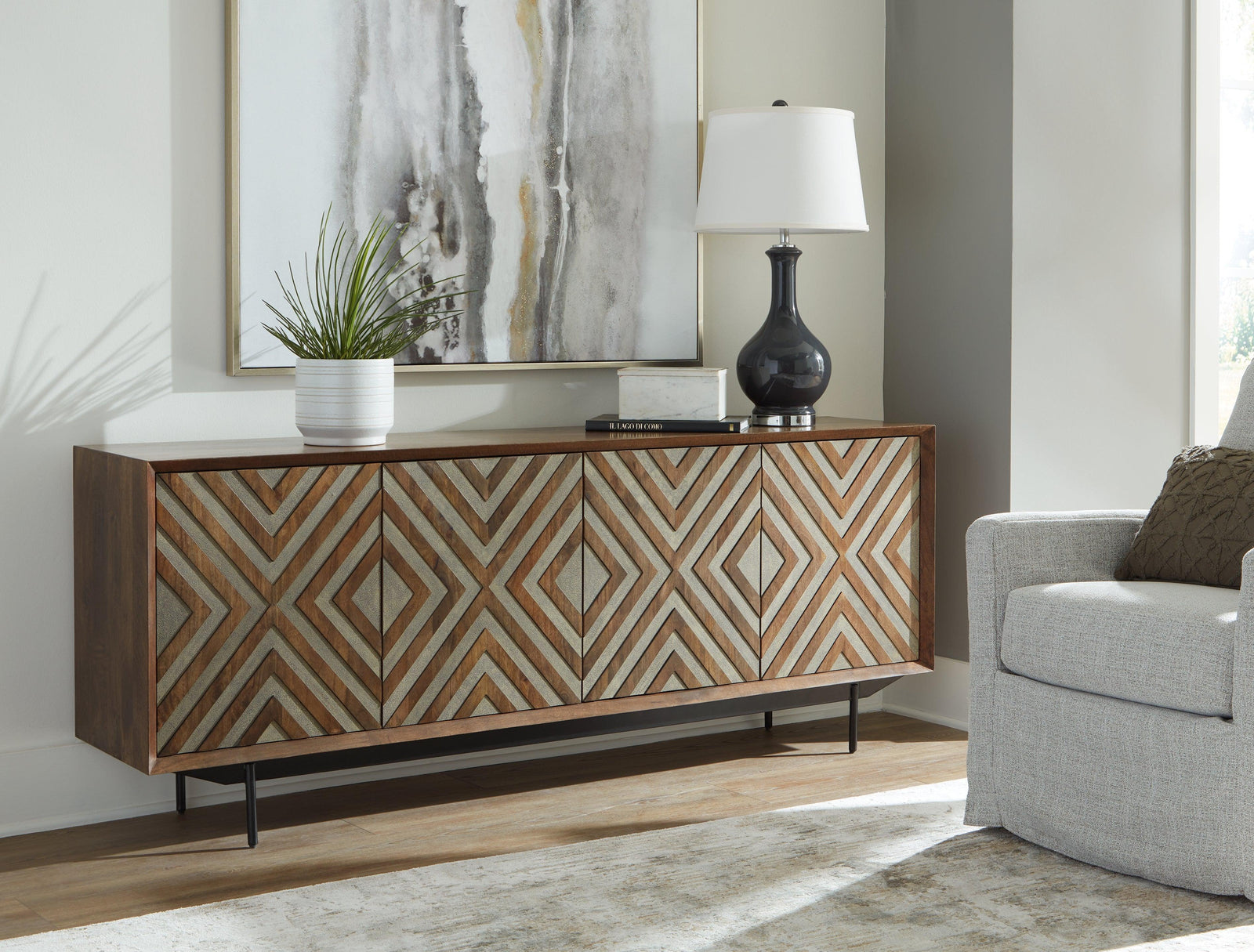 Dreggan Brown/gold Finish Accent Cabinet - Ella Furniture