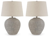 Dreward Distressed Gray 2-Piece Table Lamp Set - Ella Furniture