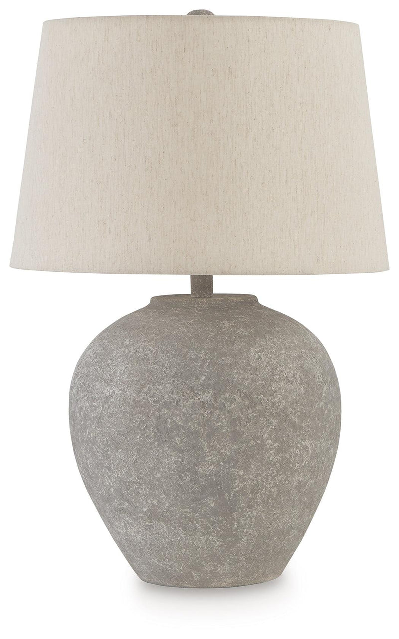 Dreward Distressed Gray 2-Piece Table Lamp Set - Ella Furniture