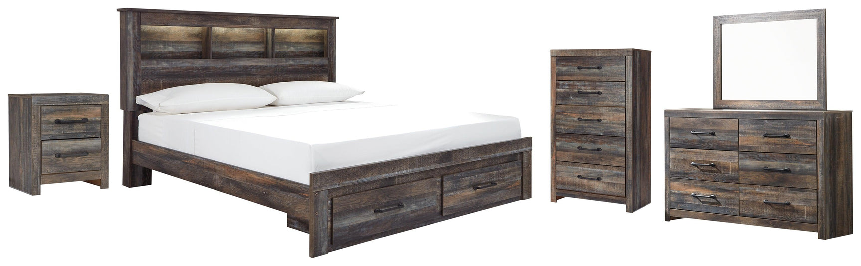 Drystan Multi Bookcase 2 Storage Bedroom Set - Ella Furniture