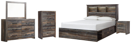 Drystan Multi Bookcase 4 Storage Bedroom Set - Ella Furniture