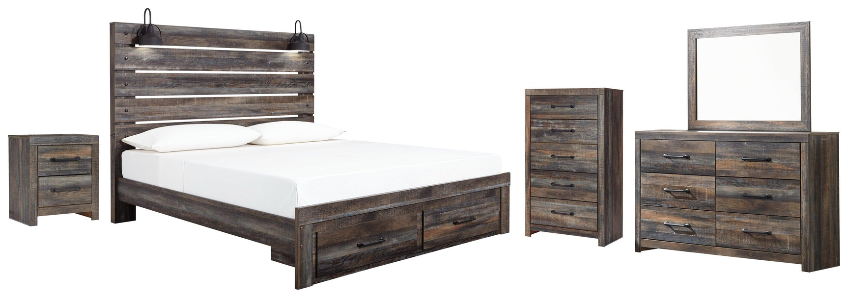 Drystan Multi Panel Storage Bedroom Set - Ella Furniture