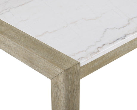 Dune Beige/Gray Modern Solid Wood And Veneers Fabric Upholstered Dining Room Set - Ella Furniture