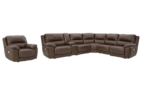 Dunleith Chocolate 6-Piece Sectional With Recliner - Ella Furniture