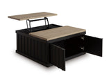 Black and Light Brown Lift-Top Coffee Table with Cabinet Storage — product image 4