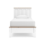 Kerisden White/Brown Twin Panel Complete Bed Frame — front view
