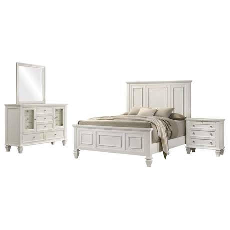 Sandy Beach White Queen Panel Bed Bedroom Set with Dresser, Mirror, NightStand, and Chest — product image 2