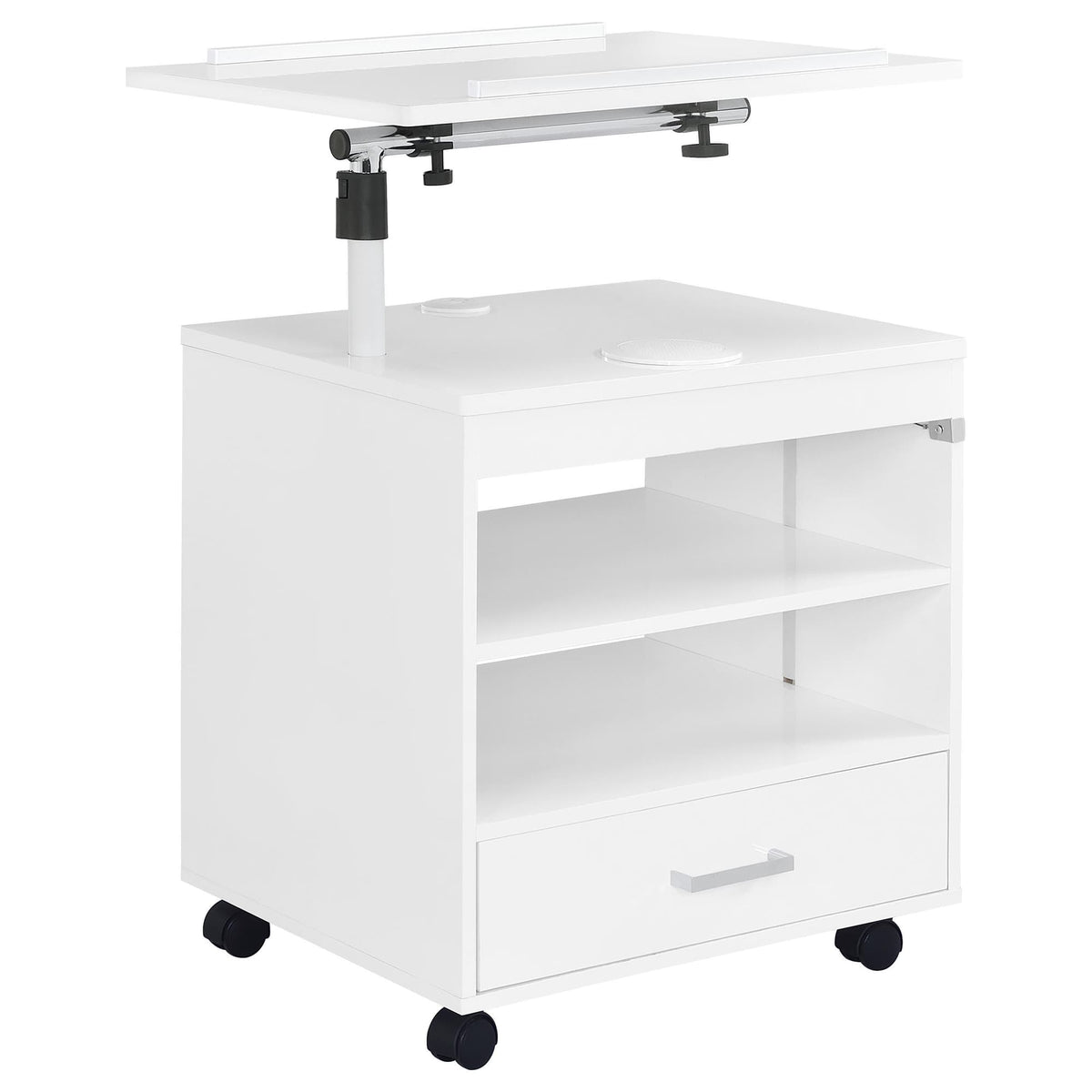 Lerma 1-Drawer Adjustable Tray Top Nightstand with Speaker White High Gloss — product image 4