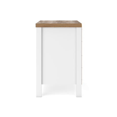 Kerisden White/Brown Nightstand — side view