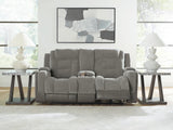 Mixed Motion Shadow Chenille / Faux Leather Power Reclining Loveseat with Console — product image 6