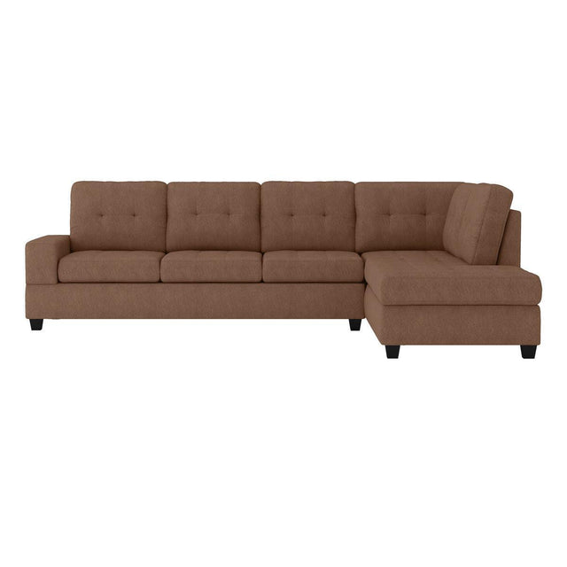 Chocolate Traditional Modern Solid Wood And Plywood Fabric Upholstered Tufted Sectional - Ella Furniture