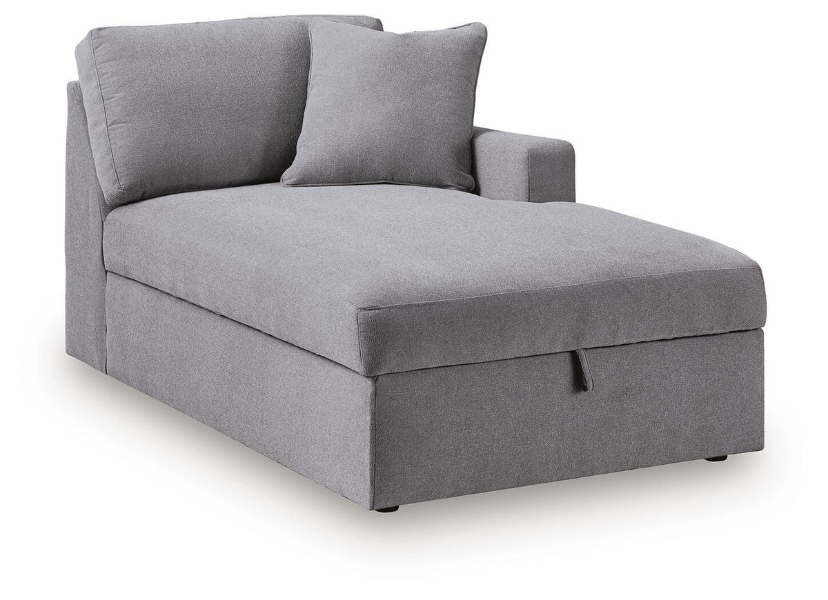 Modmax Granite 5-Piece Double Storage Chaise Sectional with Audio Consoles — angled view