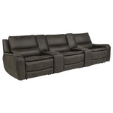 Marcell 5-Piece 3-Seat Power Home Theater Seating with Dual Consoles Grey — product view