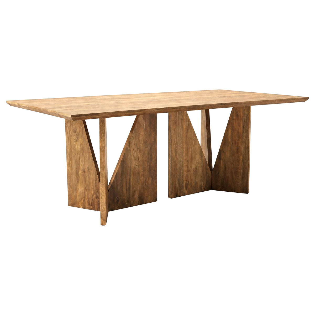 Sosa Solid Mango Wood Dining Table with Angular Base Light Brown — product view