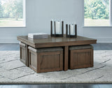 Brown Coffee Table with Stools — product image 2