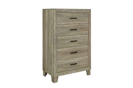 Gray Modern Traditional Rustic Solid Wood And Veneers Panel Bedroom Set - Ella Furniture