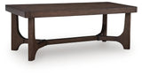Korestone Dark Brown Coffee Table with 2 End Tables — angled view