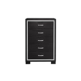 Bellante Black Modern Contemporary Solid Wood And Veneers Bookcase Storage LED Bedroom Set - Ella Furniture