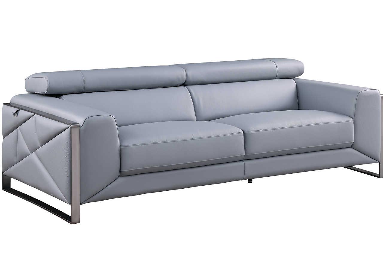 Giorgio Light Blue Leather Sofa