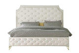 Leilah Cream Modern Contemporary Solid Wood Velvet Upholstered Tufted Platform Queen Bed - Ella Furniture