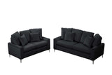 Elina Black Velvet 2-Piece Living Room Set