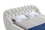 Bubbles White Upholstered Platform King Bed