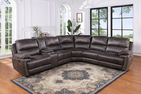 Martino Gray Modern Contemporary Wood, Engineered Wood Faux Leather Sectional - Ella Furniture