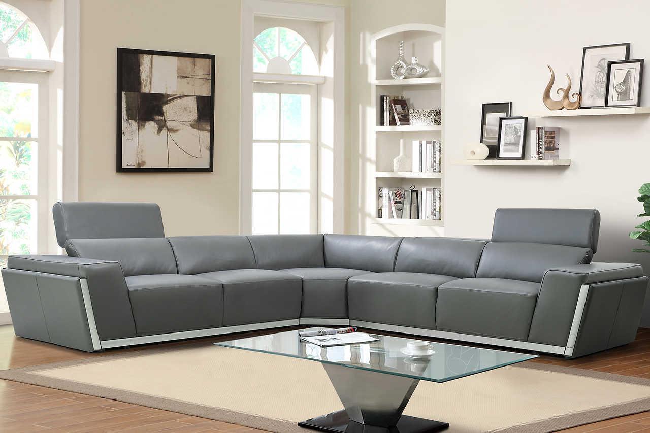 Domo Grey Leather Sectional