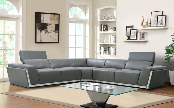 Domo Dark Grey Leather Sectional