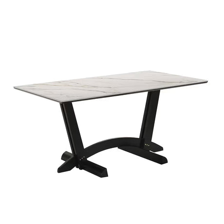 Nava White Porcelain Dining Collection with Black Teddy Fabric Chairs view 4