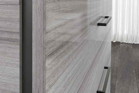 Mia Light Gray Modern Contemporary Solid Wood And Veneers 2-Drawers Nightstand - Ella Furniture