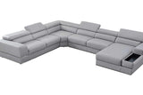 Pella Light Gray Leather RAF Sectional