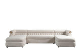 Brooklyn Cream Modern Contemporary Wood, Engineered Wood Fabric Tufted Sectional - Ella Furniture