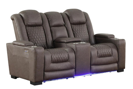 Ash Brown Contemporary Solid Wood Polished Microfiber Power (3Pcs Power Reclining Set) - Ella Furniture