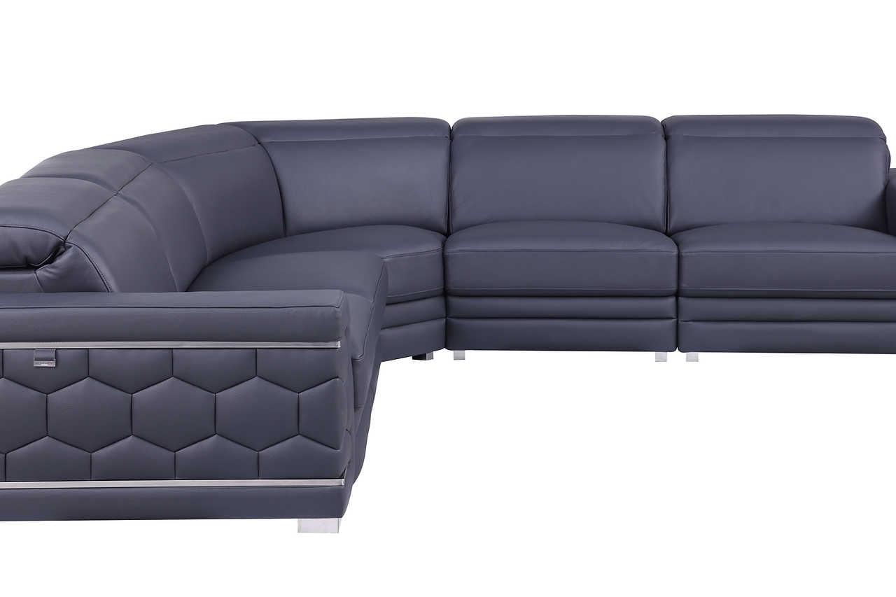 Favo Dark Navy Leather Sectional