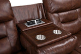 Rosewood Brown Wood Faux Leather (3Pcs Power Reclining Sofa, Loveseat And Recliner) - Ella Furniture