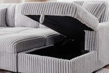 Raha Gray Soft Fabric Storage Sectional with Pull Out Bed