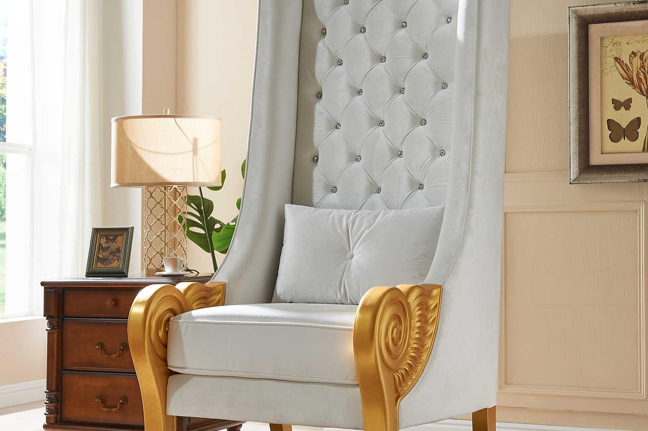 Throne White 62.5" Tall Accent Chair