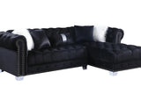 Yaz Black Modern Contemporary Wood, Engineered Wood Velvet Tufted Sectional - Ella Furniture