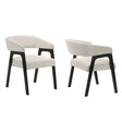 Nava Black Porcelain Dining Collection with Beige Teddy Fabric Chairs from Ella Furniture