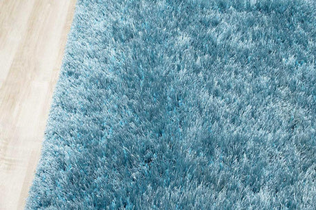 Afro Shag Turquoise Modern Transitional Art Silk Shine Rug - Ella Furniture