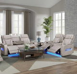 Skyline Beige Leather 2-Piece Power Reclining Set