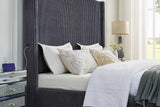 Belinda Grey LED Upholstered Platform King Bed