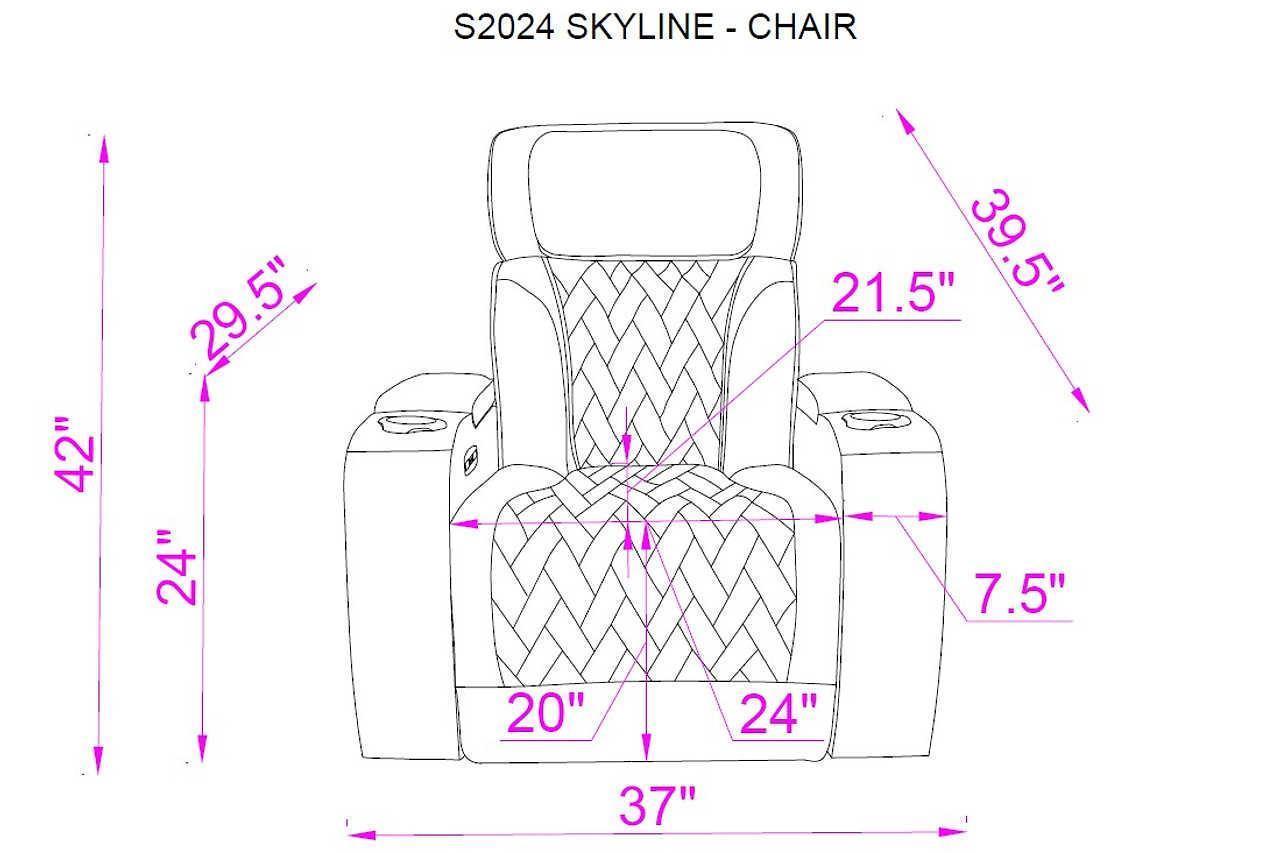 Skyline Black Leather 2-Piece Power Reclining Set